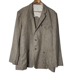 JOSEPH‎ ABBOUD Mens XL Blazer Jacket 100% Linen Taupe Button Front Casual